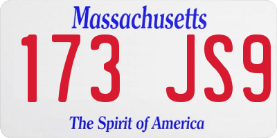 MA license plate 173JS9