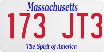 MA license plate 173JT3