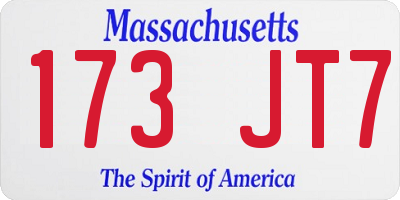MA license plate 173JT7