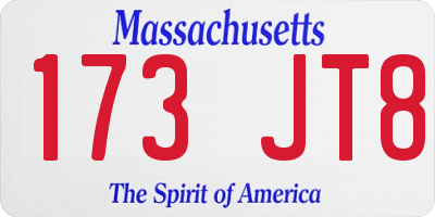 MA license plate 173JT8