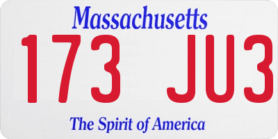 MA license plate 173JU3