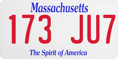 MA license plate 173JU7