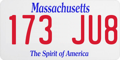 MA license plate 173JU8