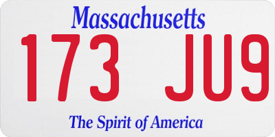 MA license plate 173JU9