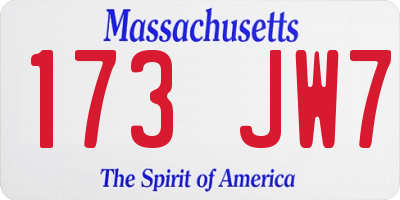 MA license plate 173JW7