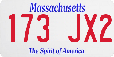 MA license plate 173JX2