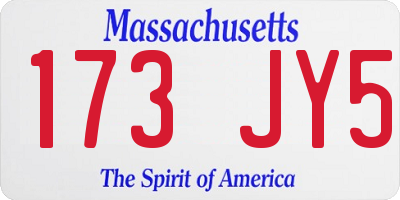 MA license plate 173JY5