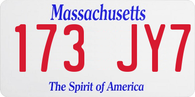 MA license plate 173JY7