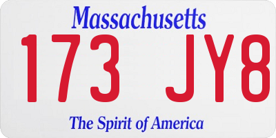 MA license plate 173JY8
