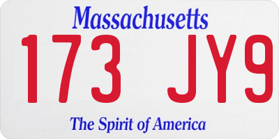 MA license plate 173JY9