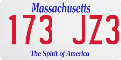 MA license plate 173JZ3