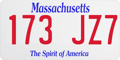 MA license plate 173JZ7