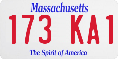 MA license plate 173KA1