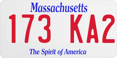 MA license plate 173KA2