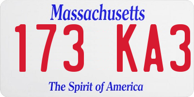 MA license plate 173KA3