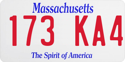 MA license plate 173KA4