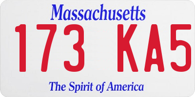MA license plate 173KA5