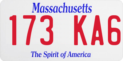MA license plate 173KA6