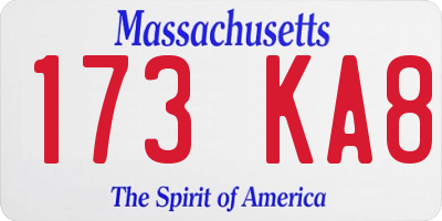 MA license plate 173KA8