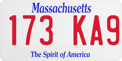 MA license plate 173KA9