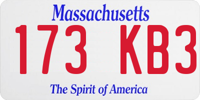 MA license plate 173KB3