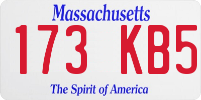 MA license plate 173KB5