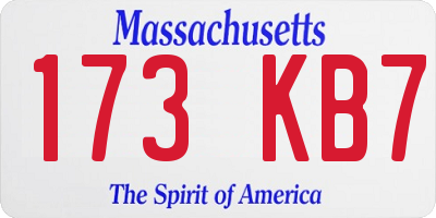 MA license plate 173KB7