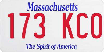MA license plate 173KC0