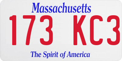 MA license plate 173KC3