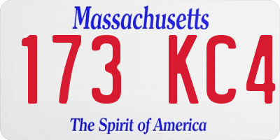 MA license plate 173KC4