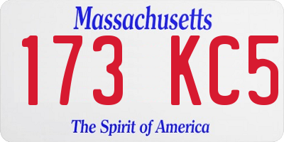MA license plate 173KC5