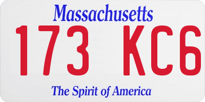 MA license plate 173KC6