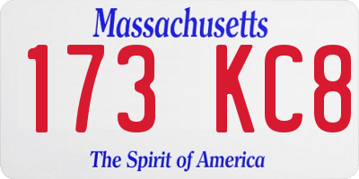MA license plate 173KC8