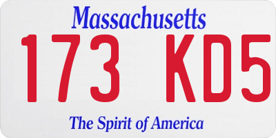 MA license plate 173KD5