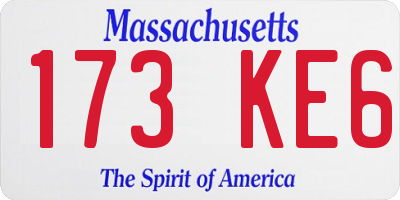 MA license plate 173KE6