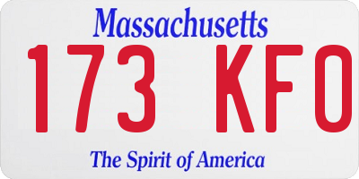 MA license plate 173KF0