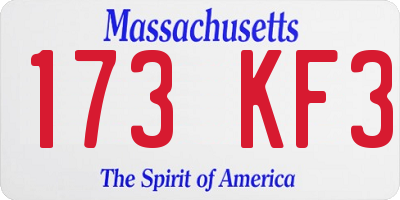 MA license plate 173KF3