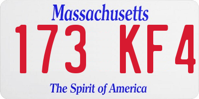 MA license plate 173KF4