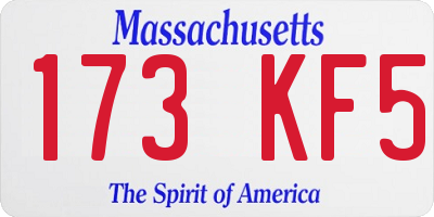MA license plate 173KF5