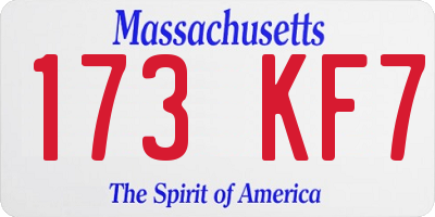 MA license plate 173KF7
