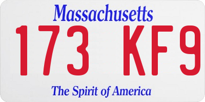 MA license plate 173KF9