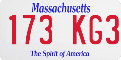 MA license plate 173KG3