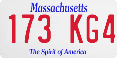 MA license plate 173KG4