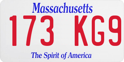 MA license plate 173KG9