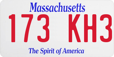 MA license plate 173KH3