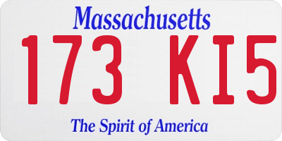 MA license plate 173KI5