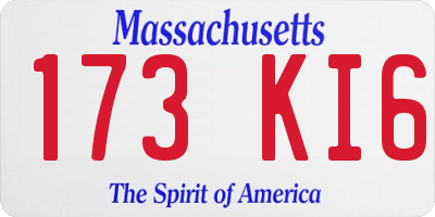 MA license plate 173KI6