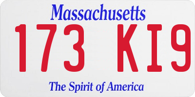 MA license plate 173KI9