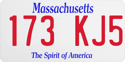 MA license plate 173KJ5