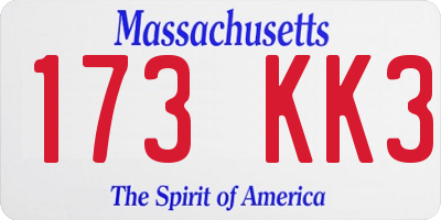 MA license plate 173KK3